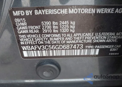 2016 BMW 535D xDrive from USA, damaged, VIN WBAFV3C56GD687473